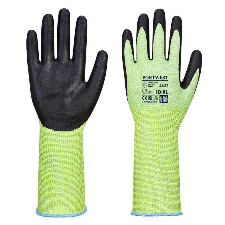 Portwest A632 - Green Cut Glove Long Cuff Cut Level D